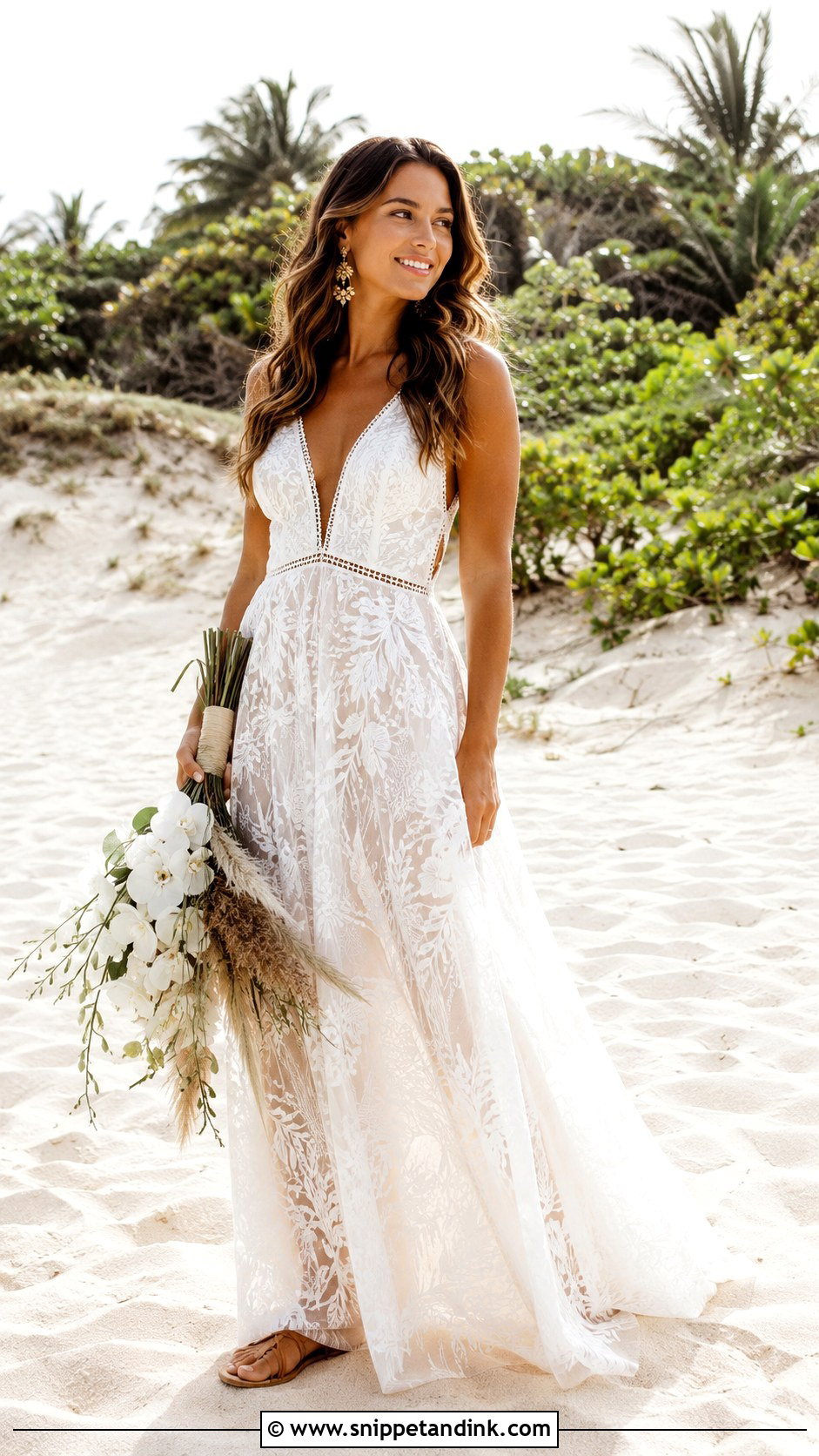 Boho Lace Beach Wedding Dress - Snippet and Ink - 20 Lace Beach Wedding Dress Ideas