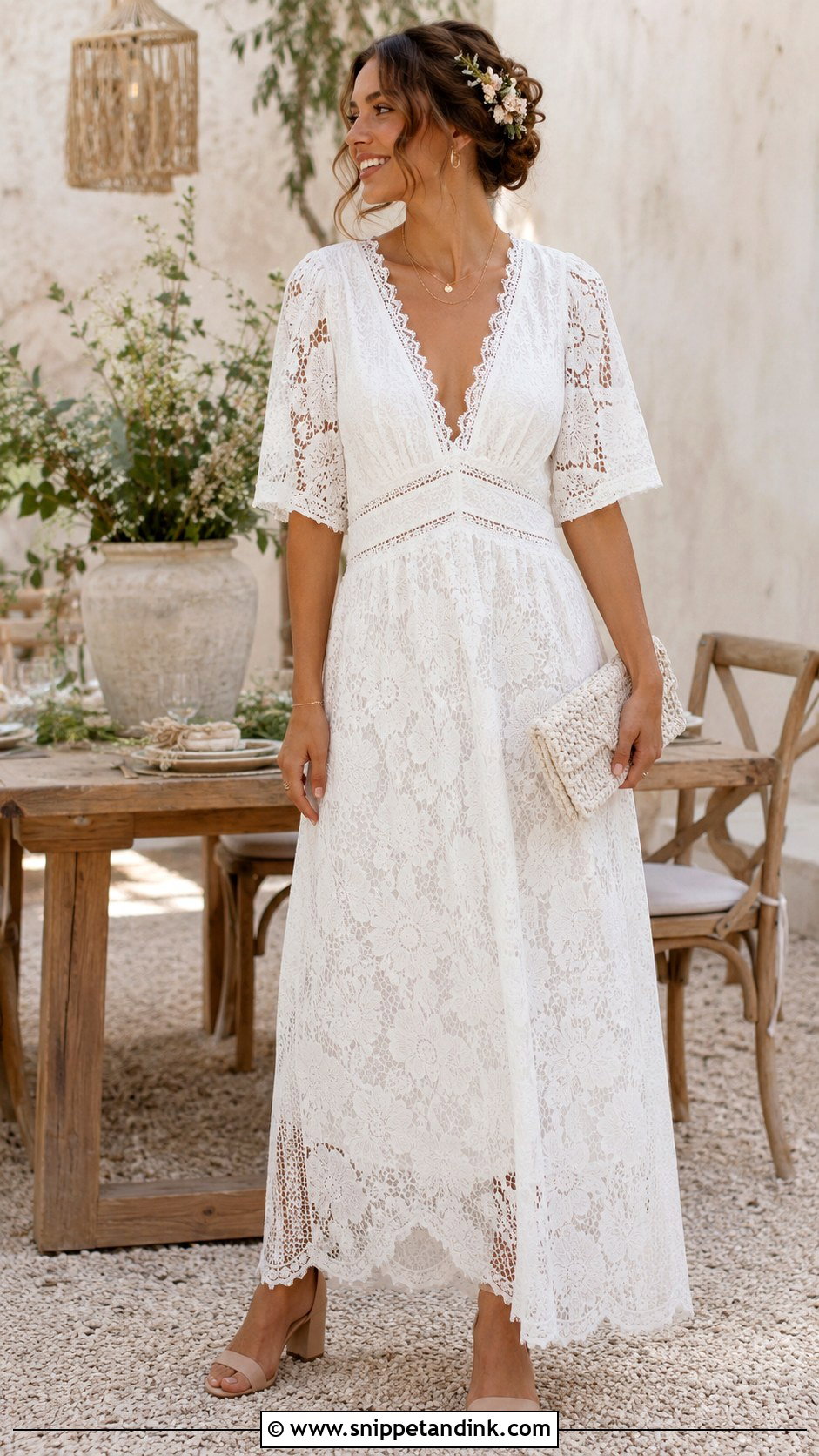 Boho Lace Bridal Maxi Dress - Snippet and Ink - 20 Bridal Maxi Dress Ideas