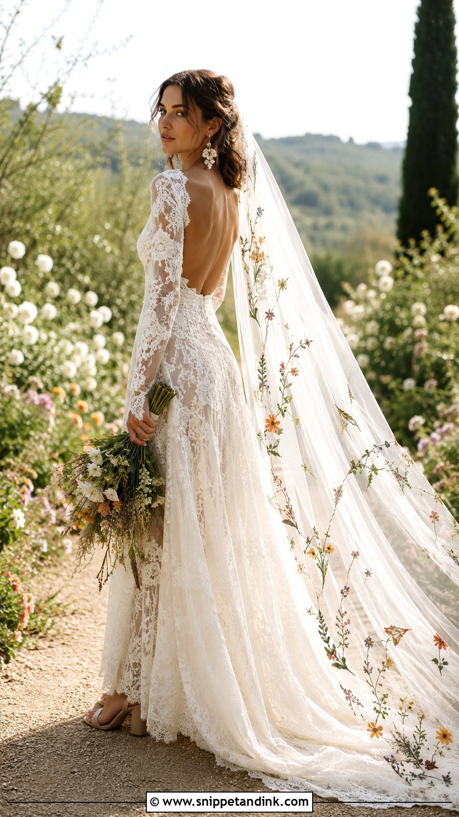 Boho Lace Bride With Floral Veil - Snippet and Ink - 20 Brides with Veils