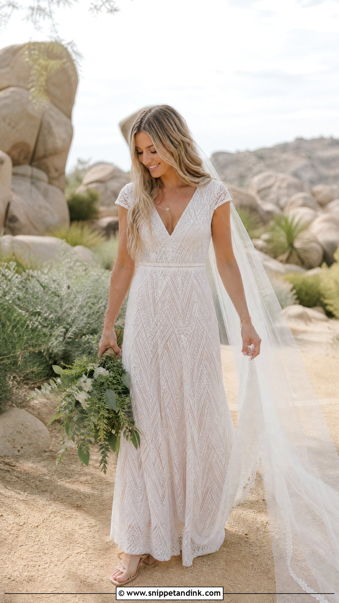 Boho Lace Cap Sleeve Wedding Dress - Snippet and Ink - 20 Wedding Dresses Cap Sleeves