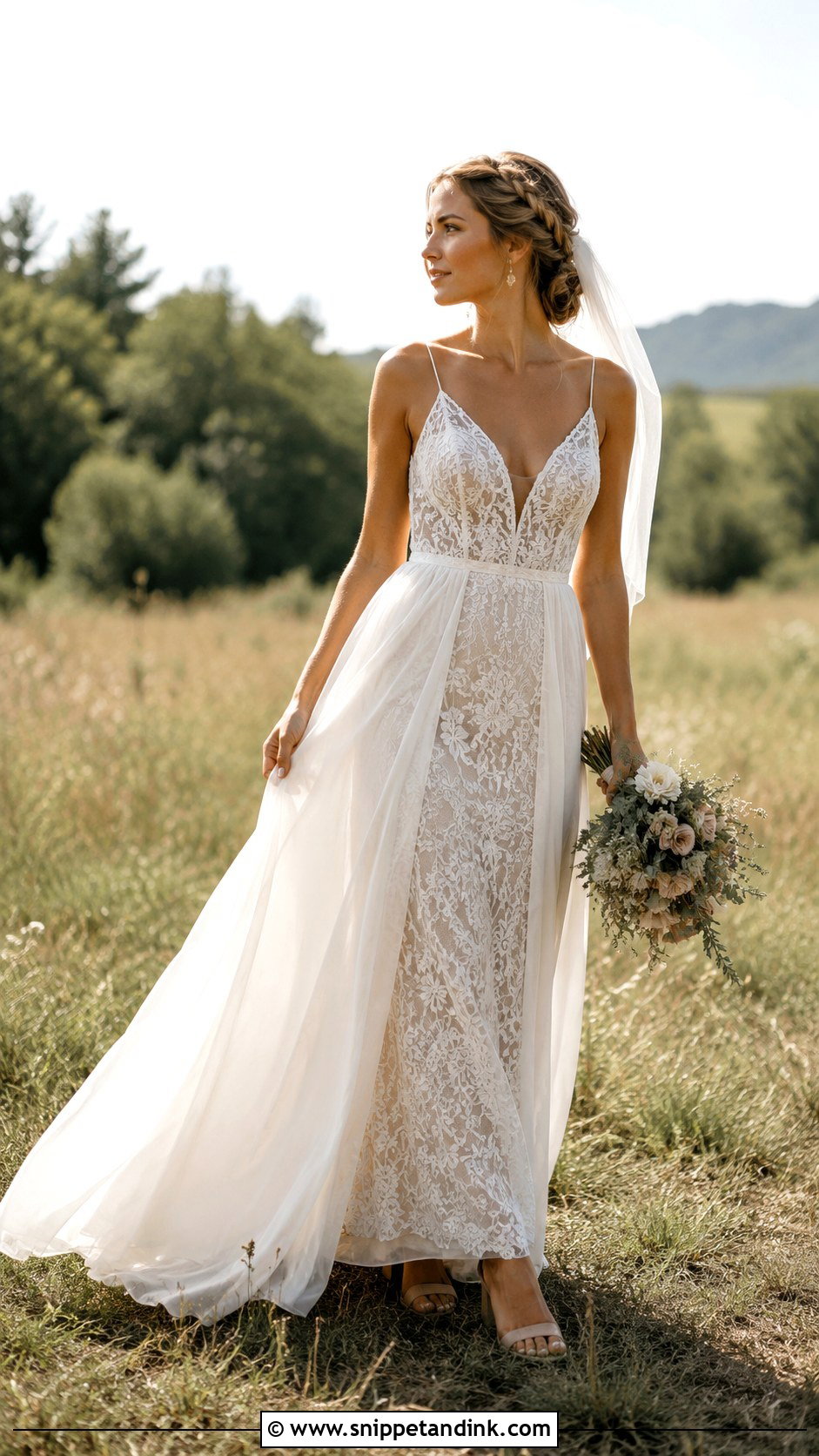 Boho Lace Detachable Skirt Wedding Dress - Snippet and Ink - 20 Detachable Skirt Wedding Dresses