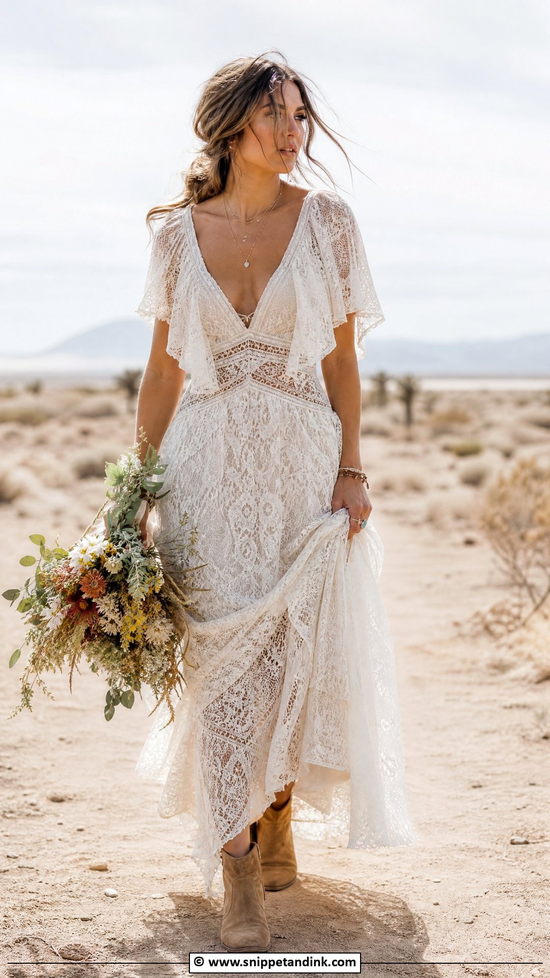 Boho Lace Elopement Dress - Snippet and Ink - 35 Elopement Dress Ideas