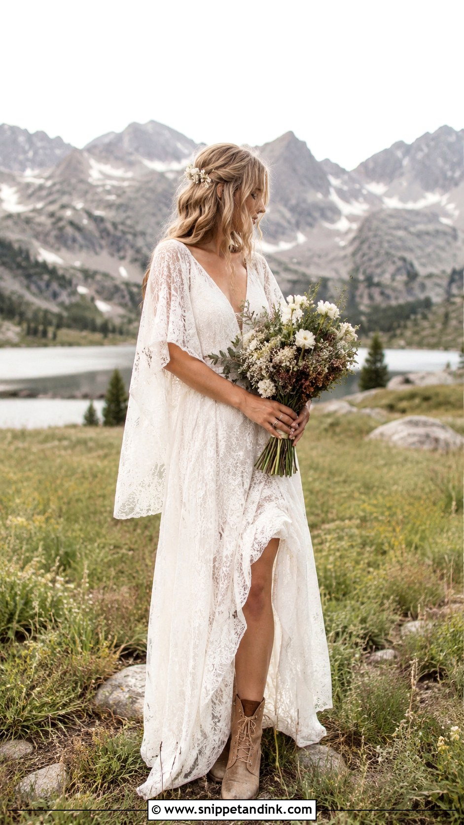 Boho Lace Elopement Wedding Dress - Snippet and Ink - 30 Elopement Wedding Dresses