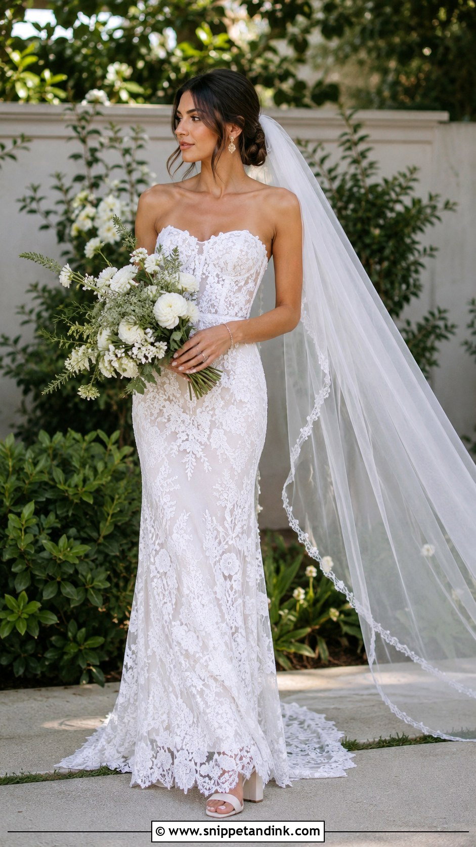 Boho Lace Fit And Flare Wedding Dress - Snippet and Ink - 20 Fitted Strapless Lace Wedding Dress Ideas
