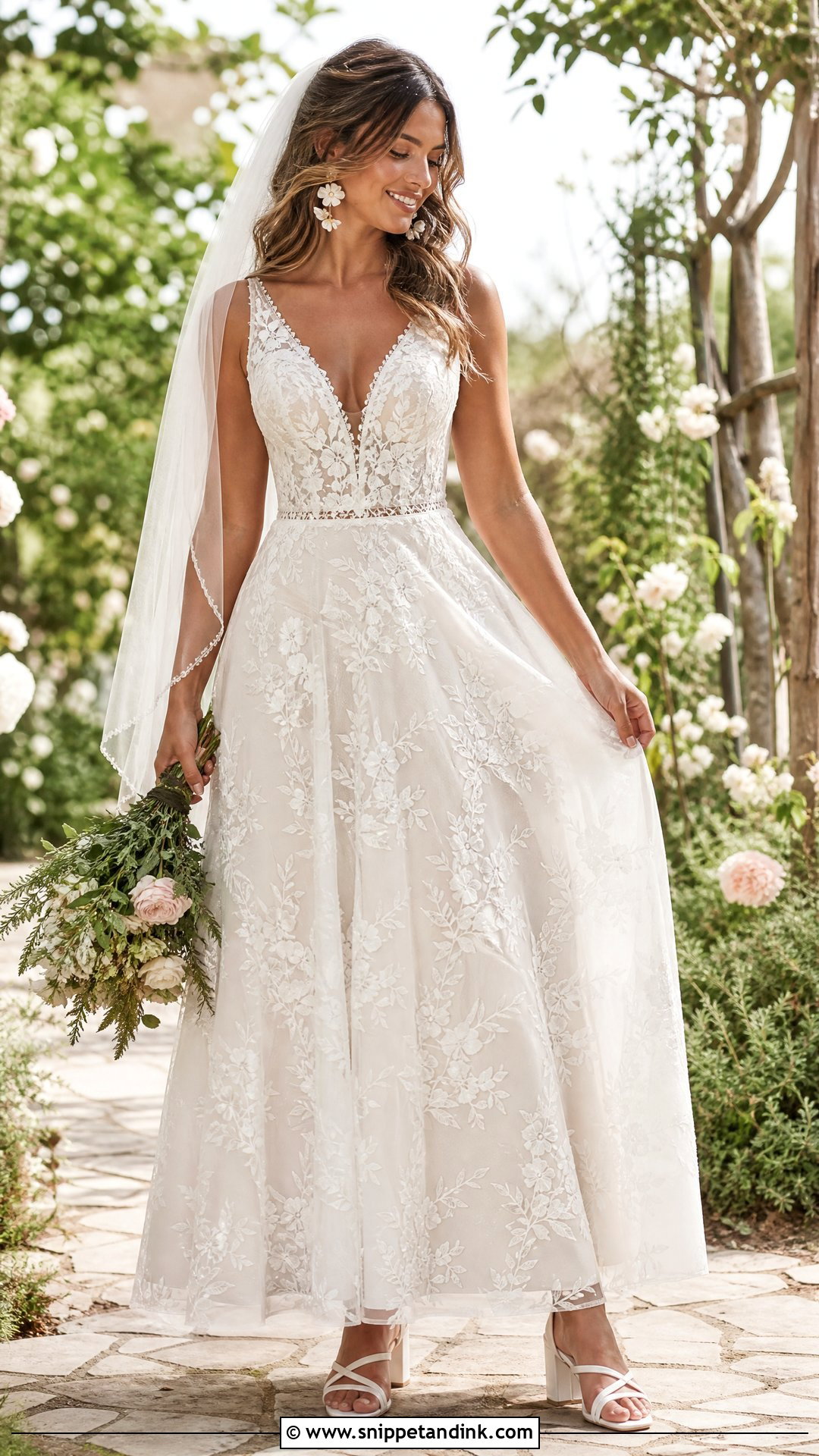 Boho Lace Fit And Flare Wedding Dress - Snippet and Ink - 20 Wedding Dress Hourglass Shape Ideas