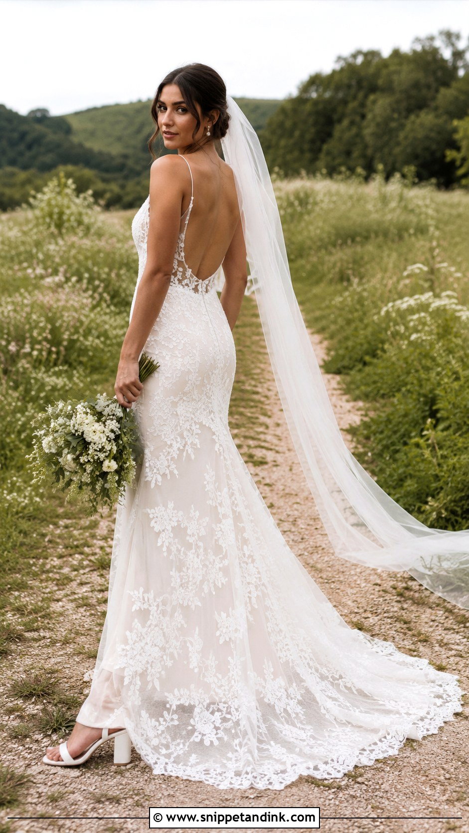 Boho Lace Fit and Flare Wedding Dress - Snippet and Ink - 20 Lace Fit and Flare Wedding Dress Ideas