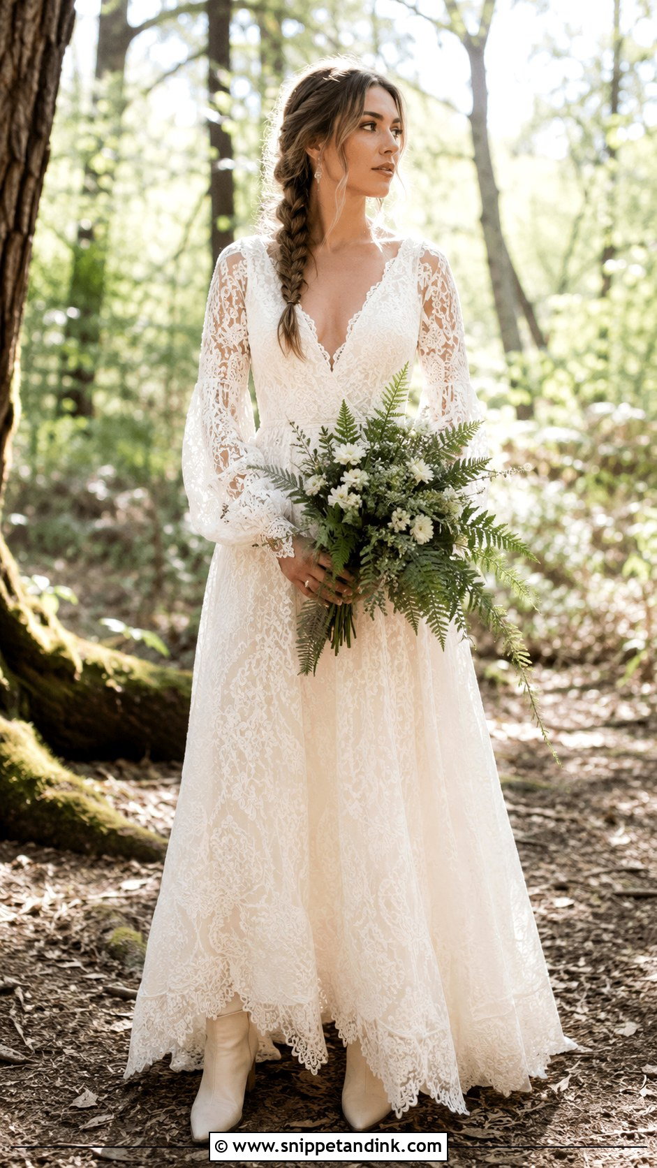 Boho Lace Forest Wedding Dress - Snippet and Ink - 20 Forest Wedding Dresses