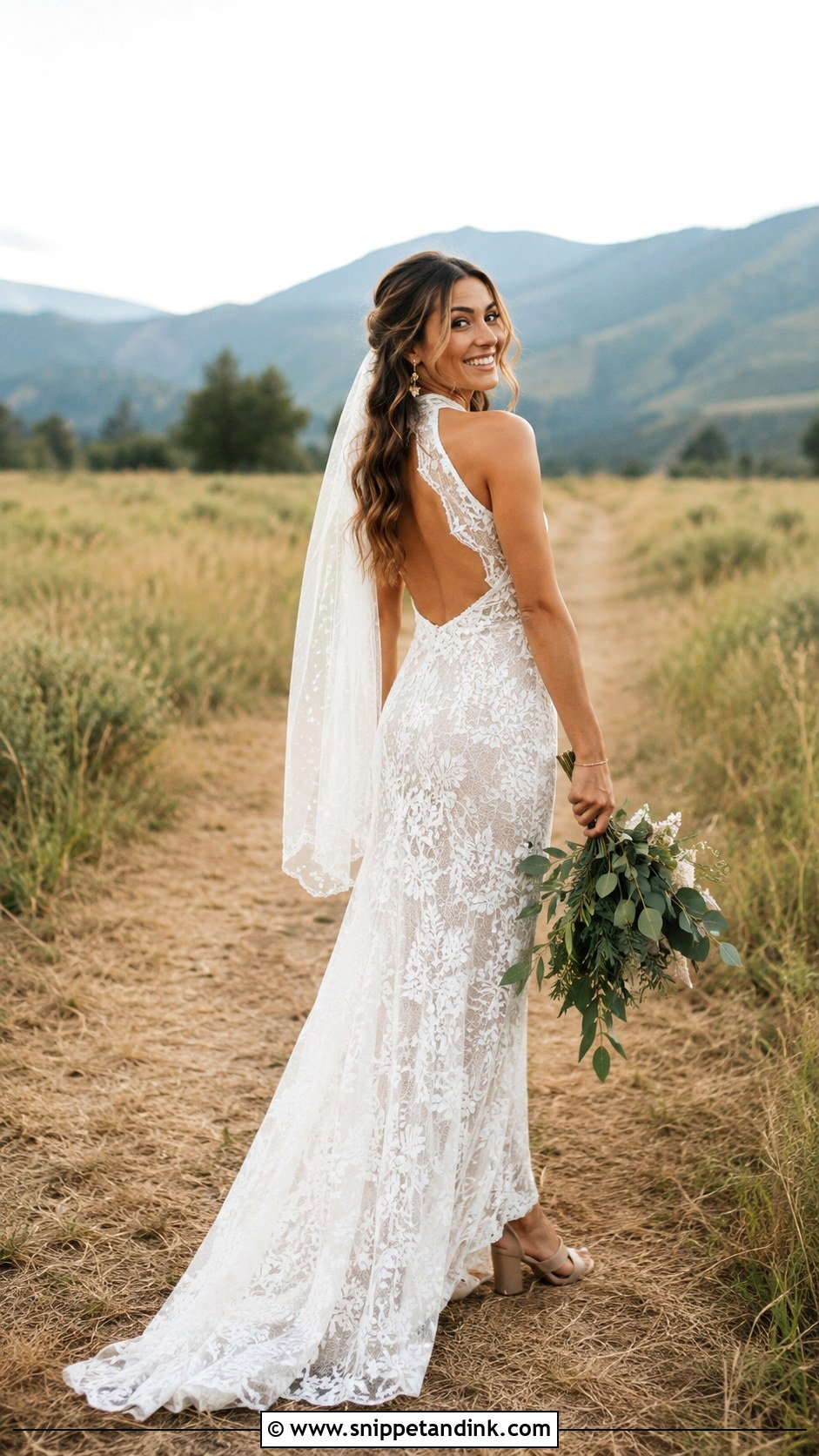 Boho Lace Halter Wedding Dress - Snippet and Ink - 20 Halter Neck Lace Wedding Dress Ideas