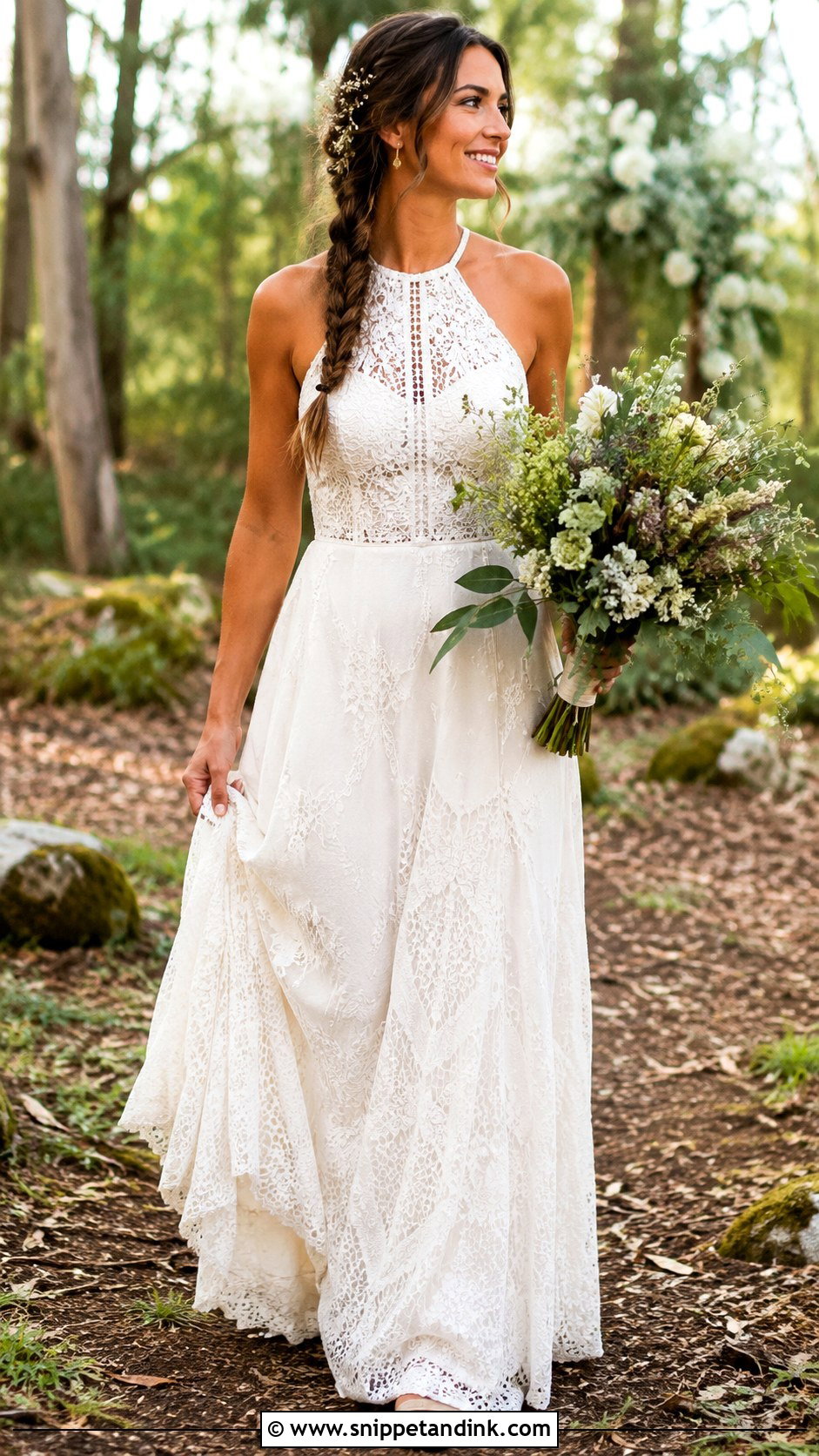 Boho Lace Halter Wedding Dress - Snippet and Ink - 20 Lace Halter Wedding Dress Ideas