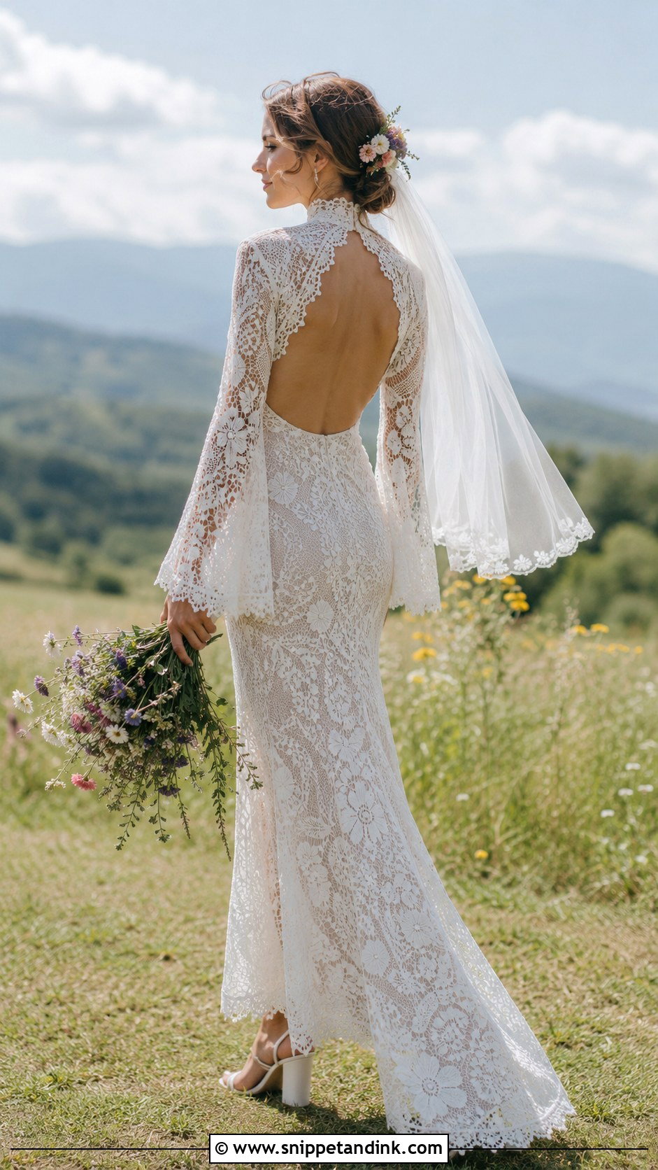 Boho Lace High Neck Backless Wedding Dress - Snippet and Ink - 20 High Neck Backless Wedding Dress Ideas