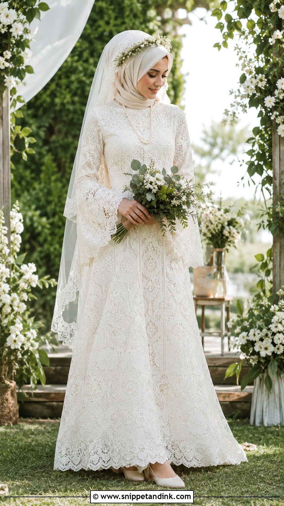 Boho Lace Hijab Bridal Dress - Snippet and Ink - 20 Hijab Bridal Dress Ideas