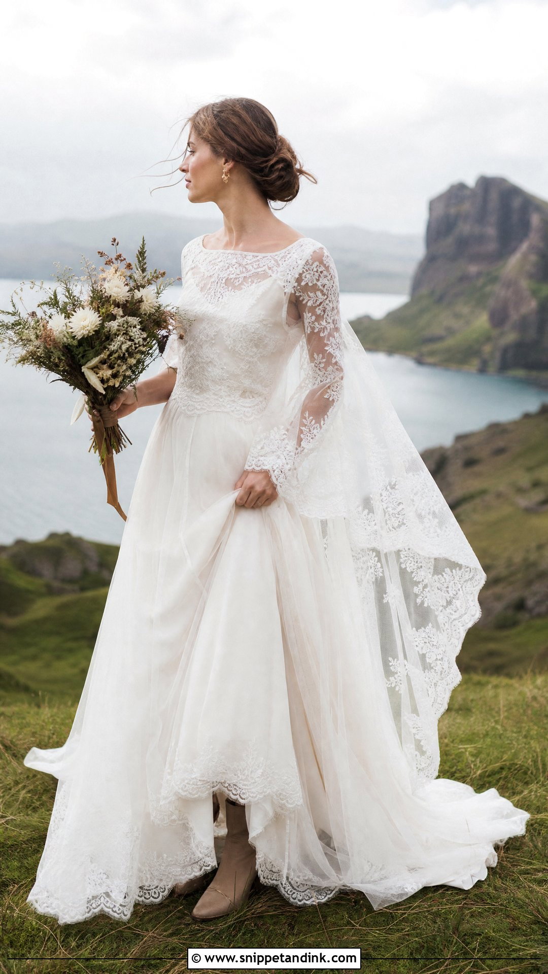 Boho Lace Isle Of Skye Wedding Dress - Snippet and Ink - 20 Scotland Wedding Dress Ideas
