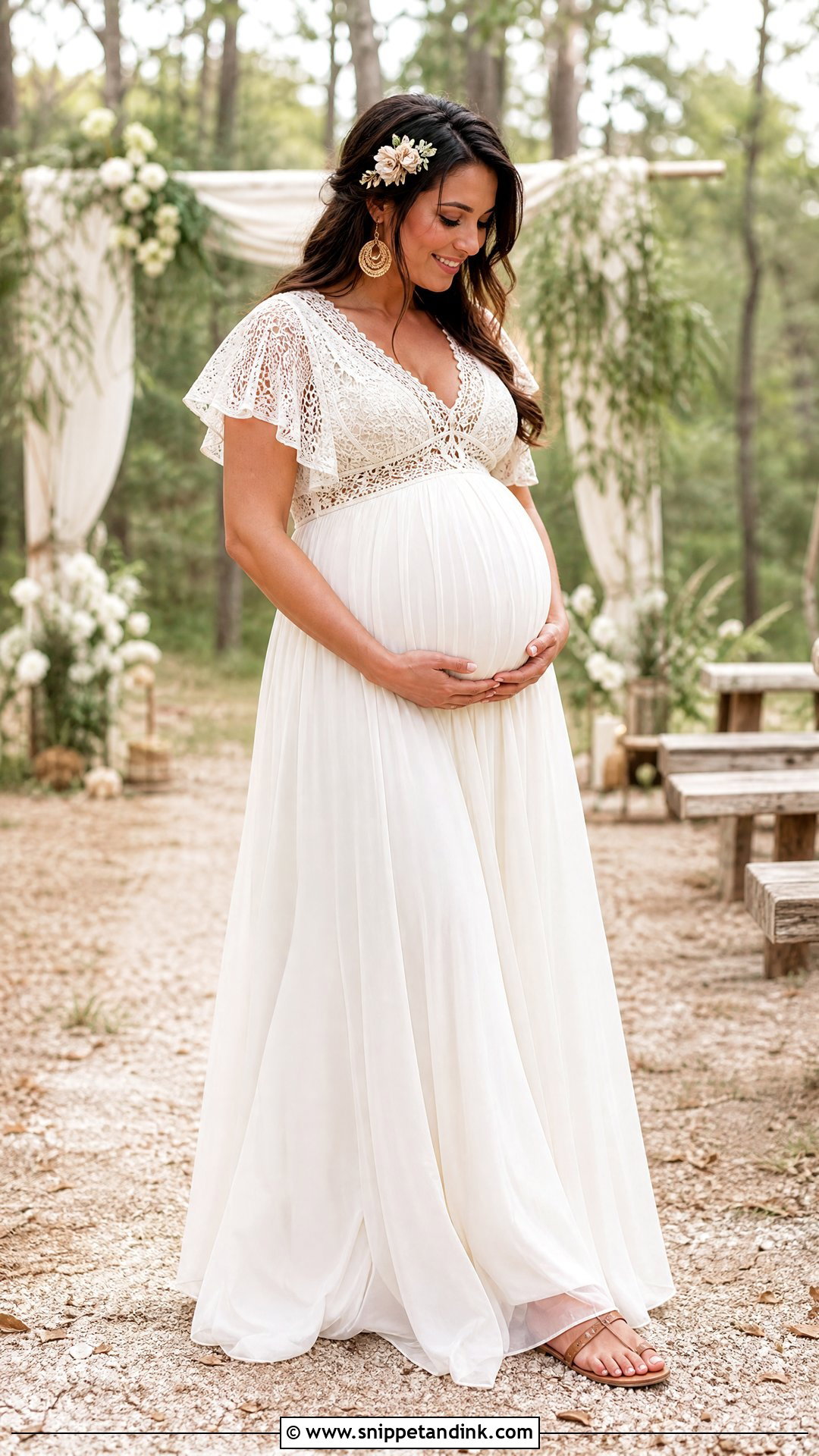 Boho Lace Maternity Wedding Dress - Snippet and Ink - 20 Pregnant Maternity Wedding Dress Ideas