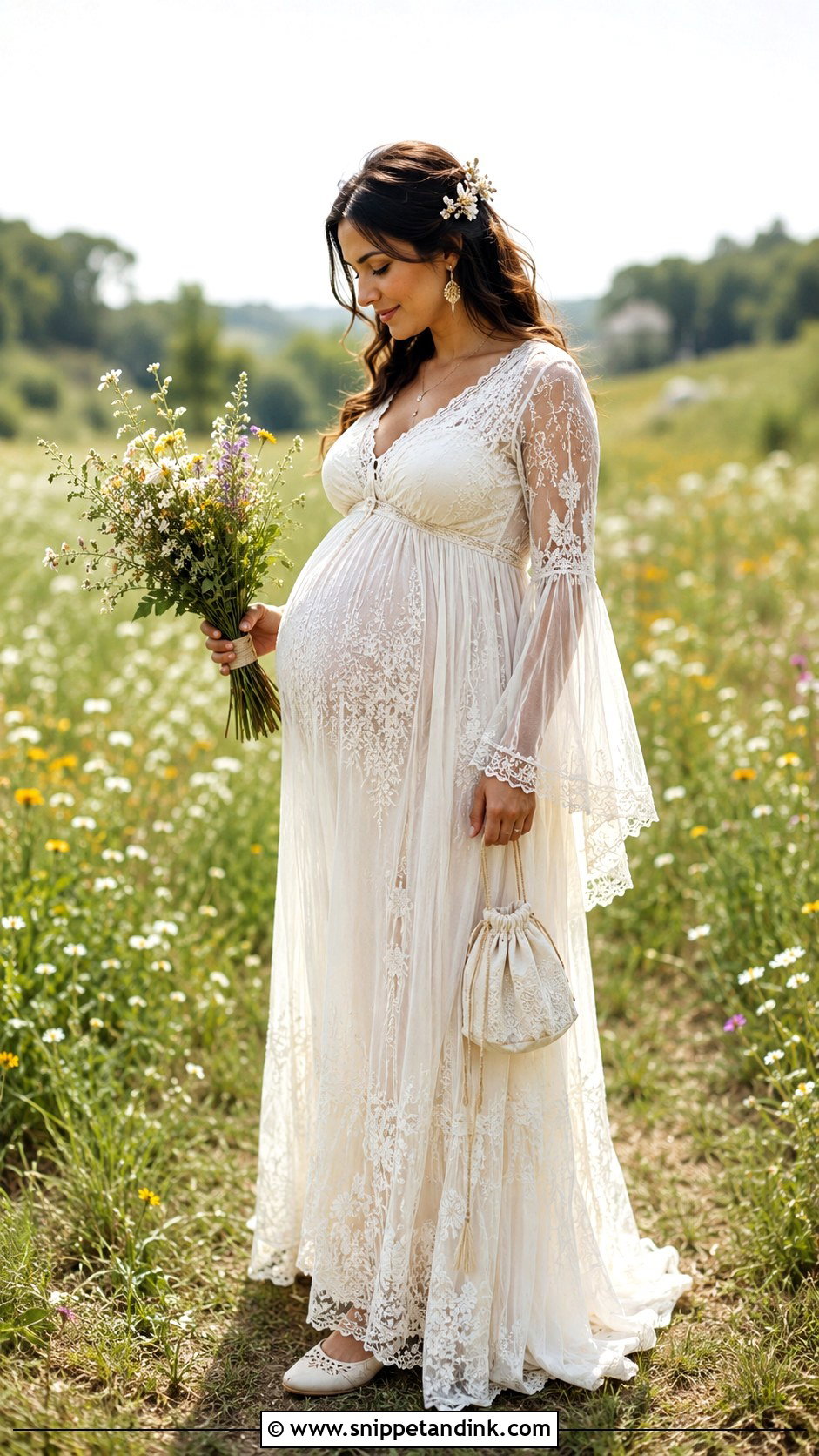 Boho Lace Maternity Wedding Dress - Snippet and Ink - 20 Maternity Wedding Dresses Pregnant Brides