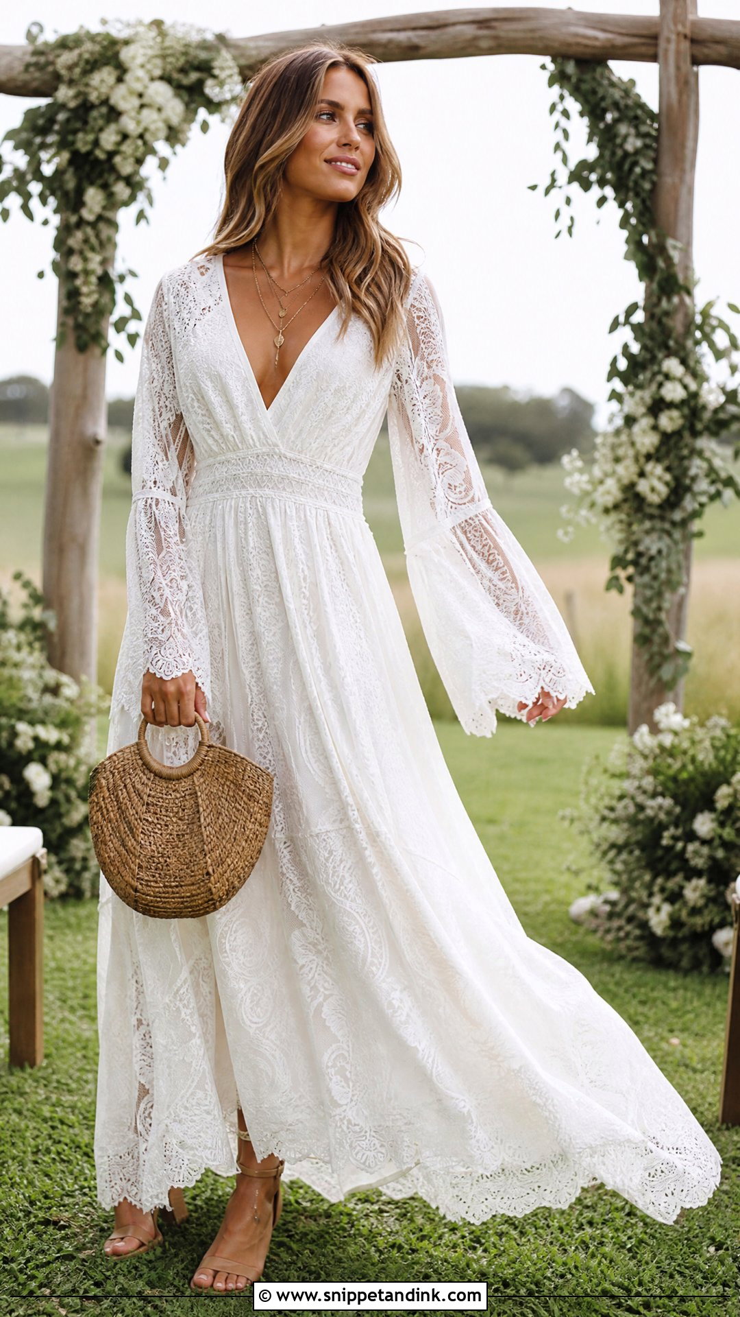 Boho Lace Maxi Vow Renewal Dress - Snippet and Ink - 20 Vowel Renewal Dresses Ideas