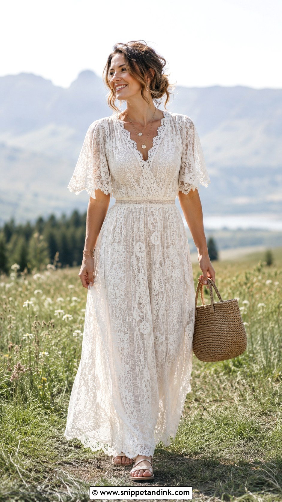 Boho Lace Maxi Vow Renewal Dress - Snippet and Ink - 20 10 Year Vow Renewal Dress Ideas