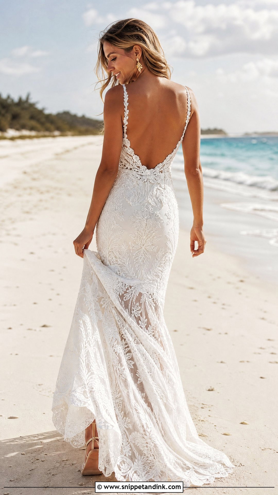 Boho Lace Mermaid Beach Wedding Gown - Snippet and Ink - 25 Beach Wedding Gowns