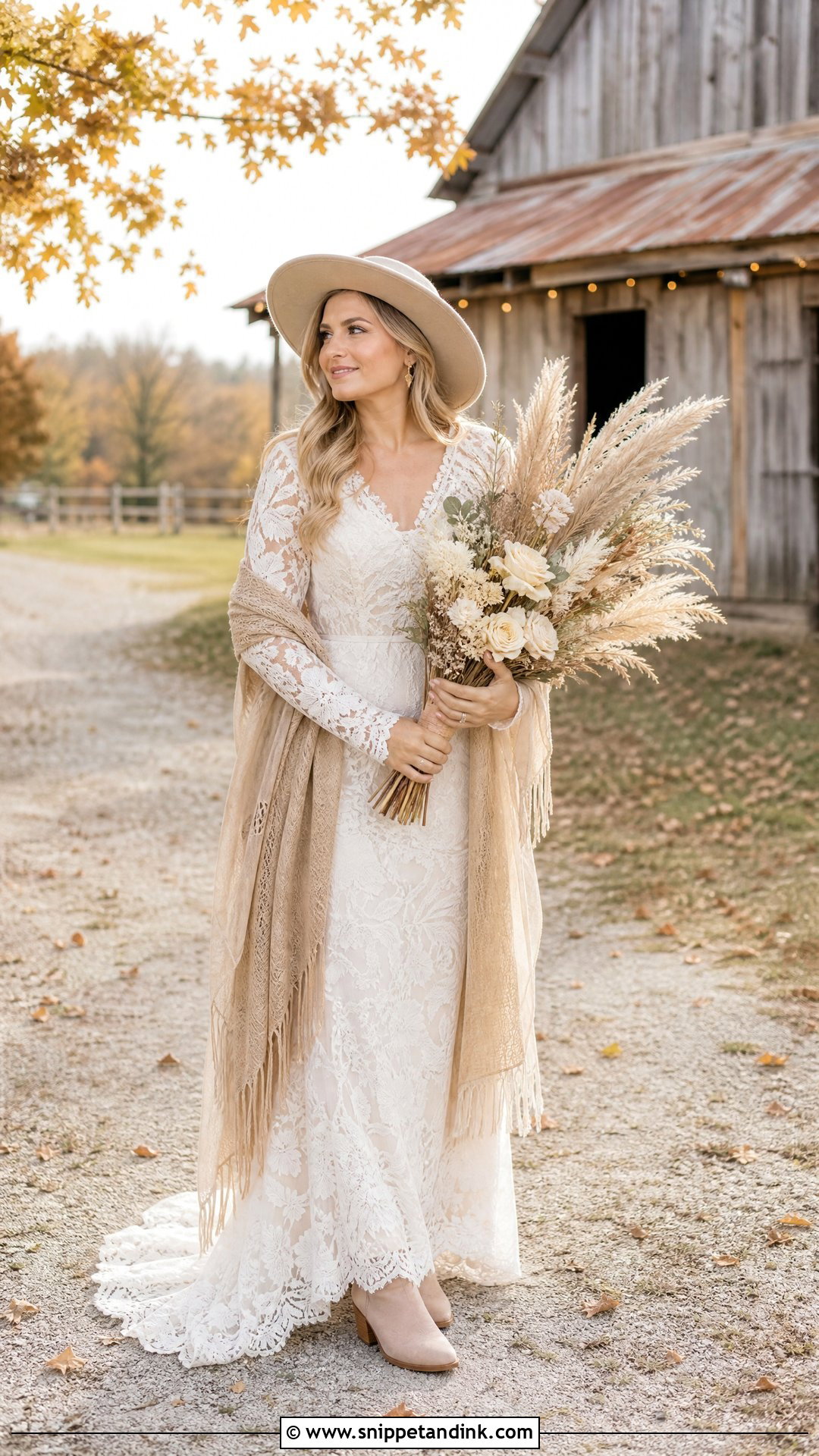 Boho Lace October Bridal Outfit With Boots - Snippet and Ink - 20 October Bride Ideas