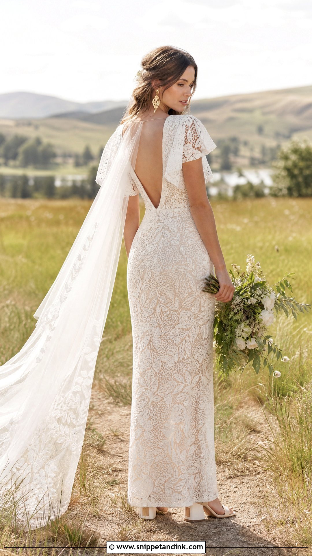 Boho Lace Sheath Wedding Dress - Snippet and Ink - 20 Lace Sheath Wedding Dress Ideas