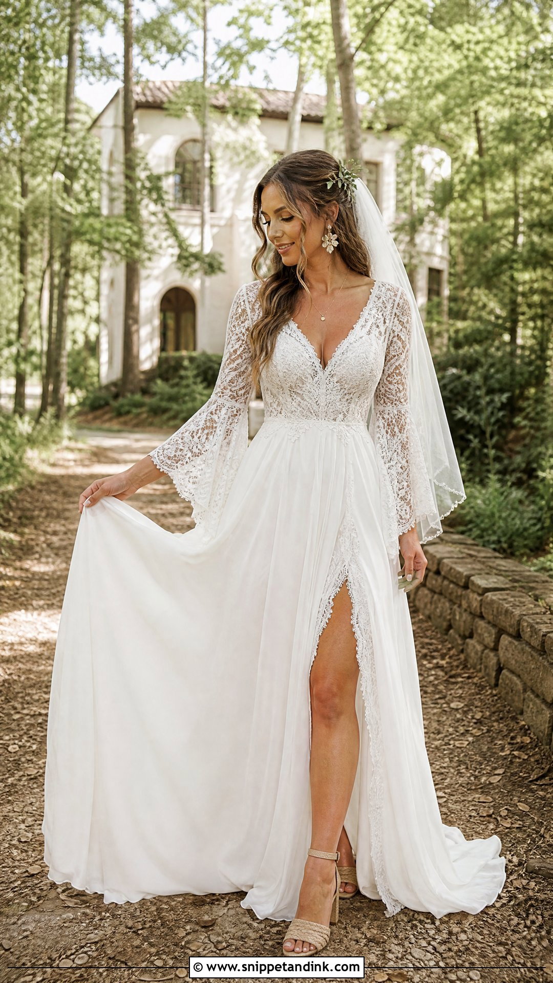 Boho Lace Split Wedding Dress - Snippet and Ink - 20 Split Wedding Dress Ideas