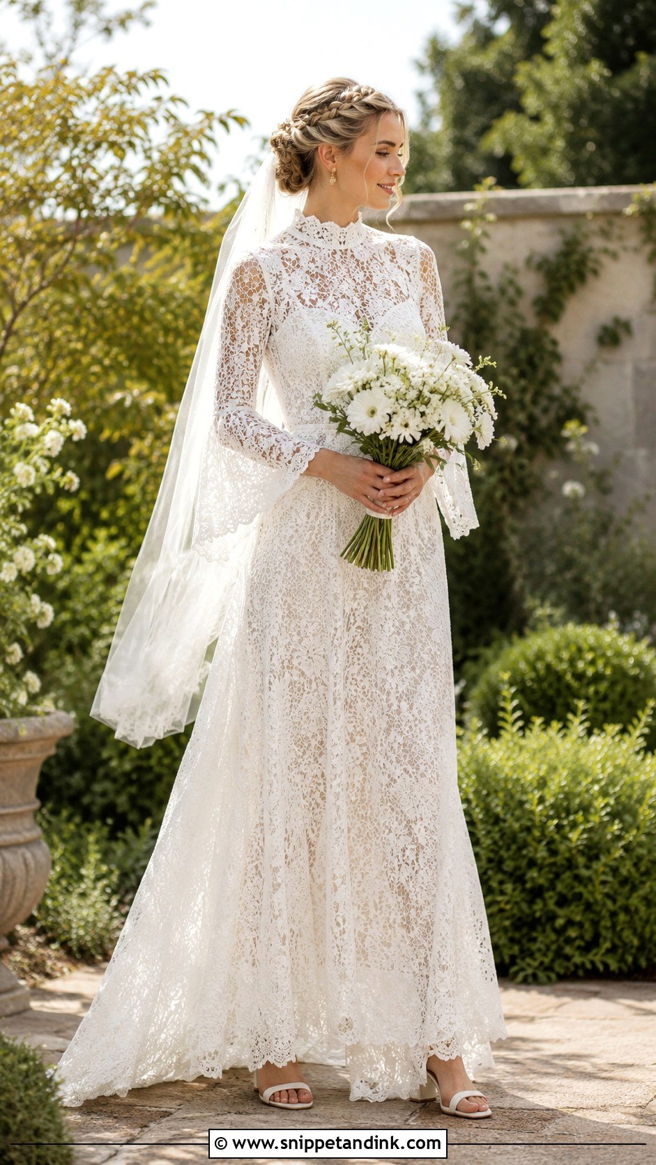 Boho Lace Turtleneck Wedding Dress - Snippet and Ink - 20 Lace Turtleneck Wedding Dress Ideas