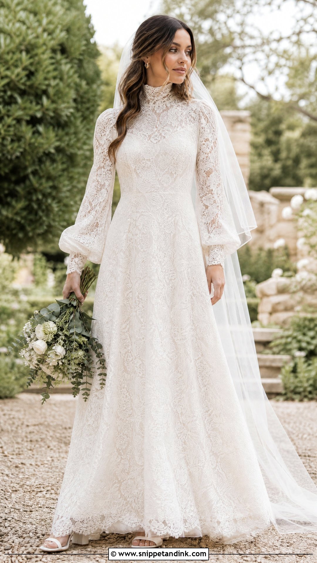Boho Lace Turtleneck Wedding Dress - Snippet and Ink - 20 Turtleneck Wedding Dresses