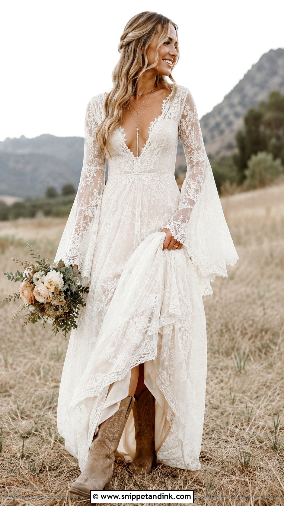Boho Lace Wedding Dress - Snippet and Ink - 25 Country Style Wedding Dresses