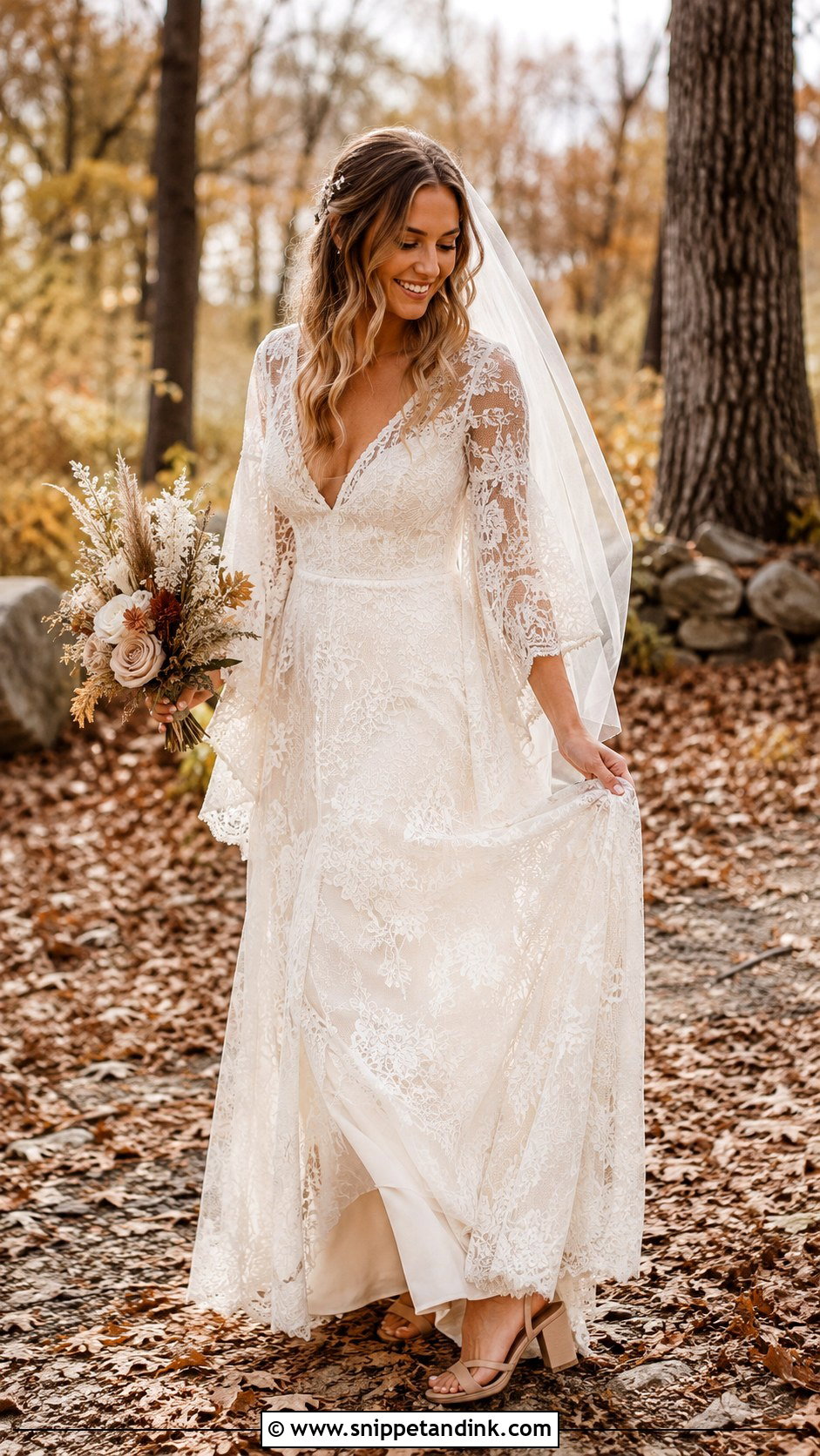 Boho Lace Wedding Dress - Snippet and Ink - 25 Fall Wedding Dresses Bride