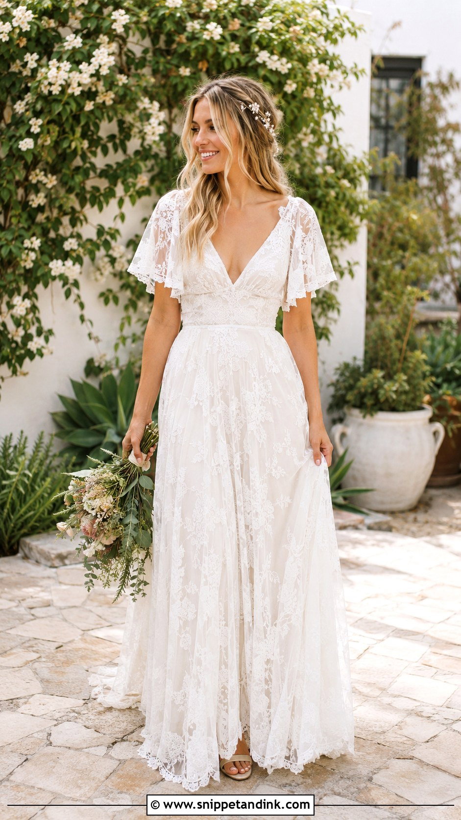 Boho Lace Wedding Dress - Snippet and Ink - 25 Romantic Lace Wedding Dress Ideas