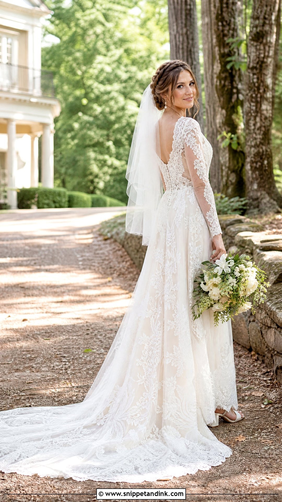 Boho Lace Wedding Dress With Long Train - Snippet and Ink - 20 Wedding Dresses with Long Trains