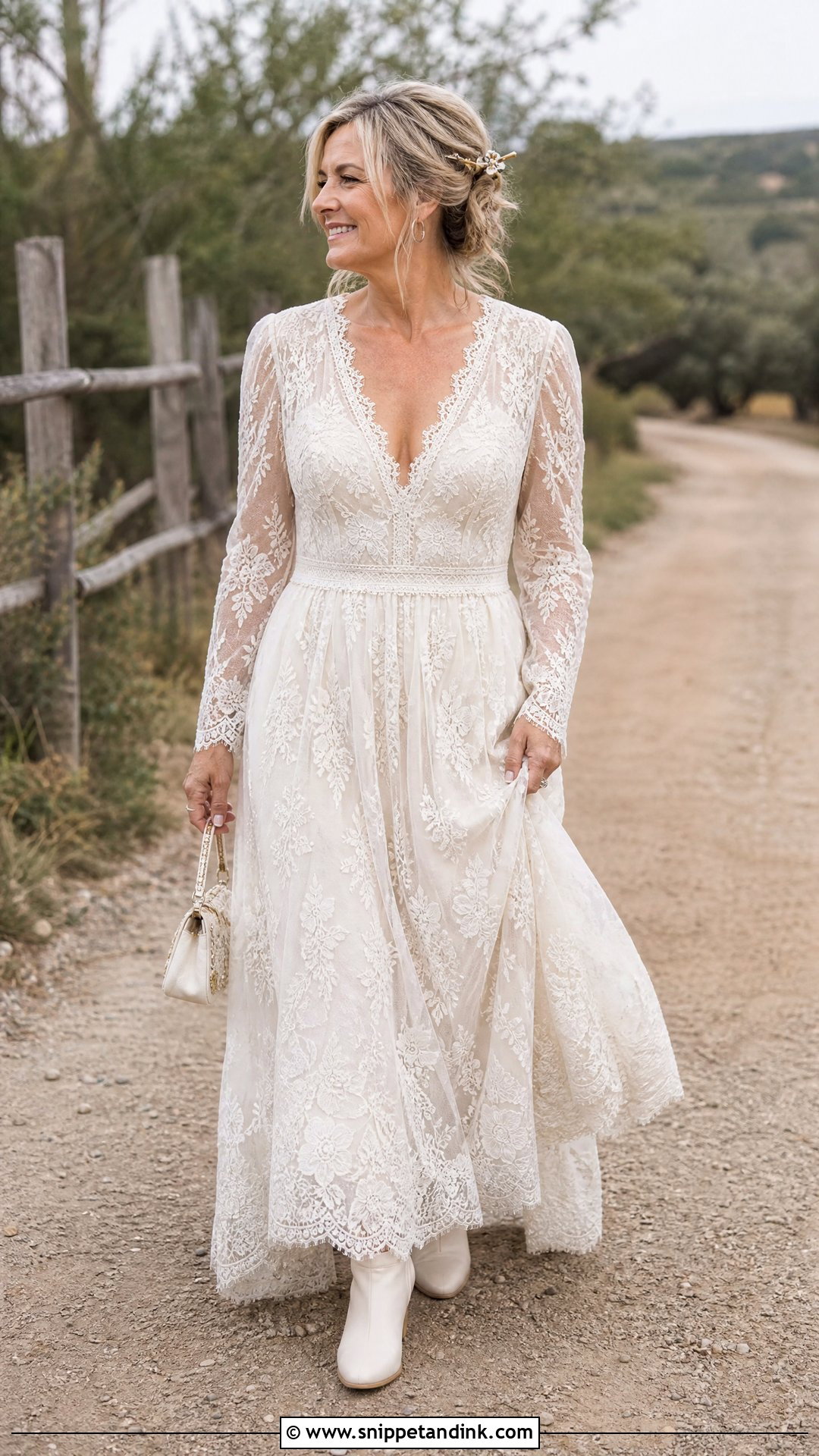 Boho Lace Wedding Dress With Low Boots - Snippet and Ink - 20 Second Marriage Wedding Dresses
