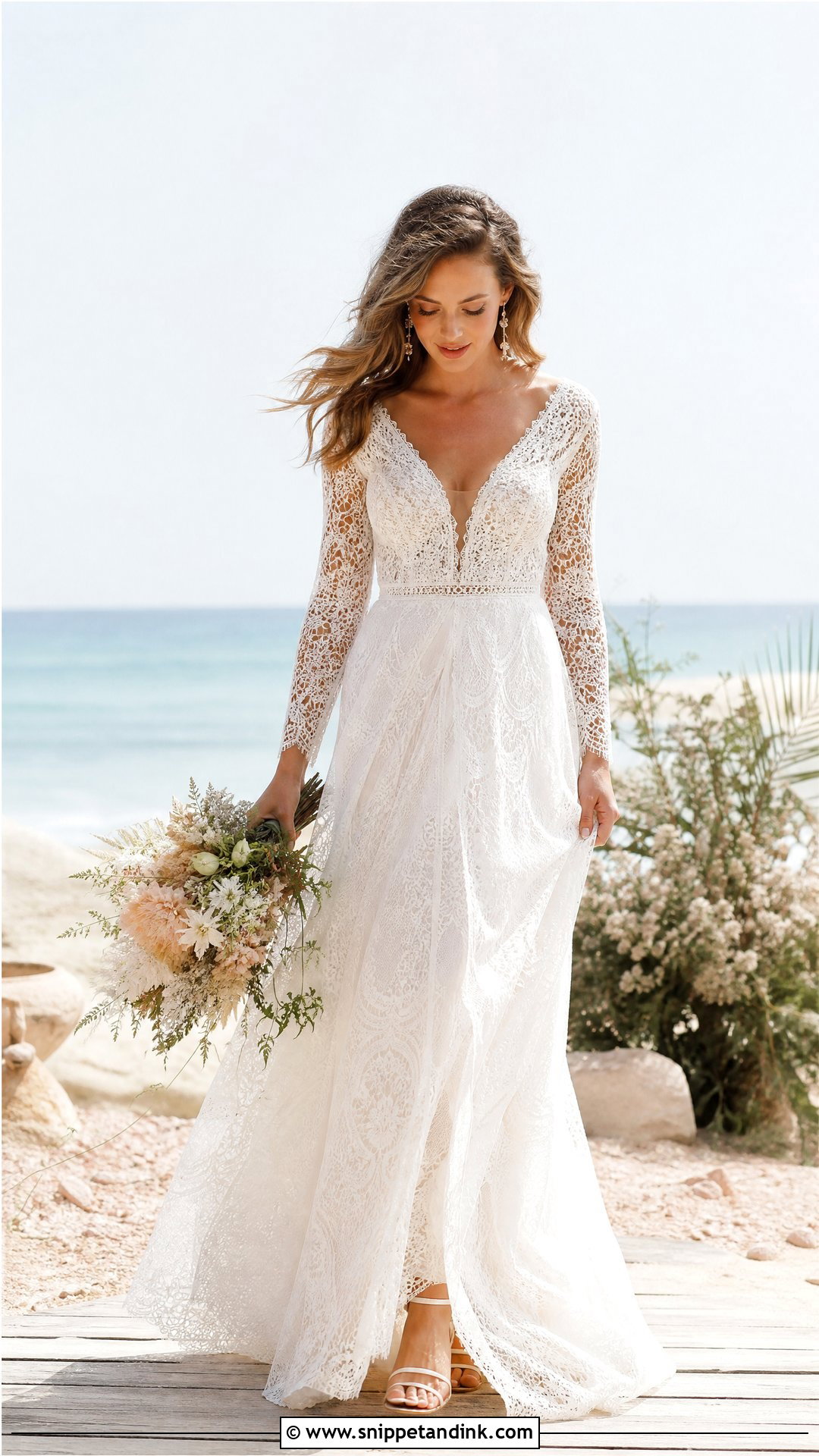 Boho Lace Wedding Dress With Slit - Snippet and Ink - 25 Boho Lace Wedding Dress Ideas