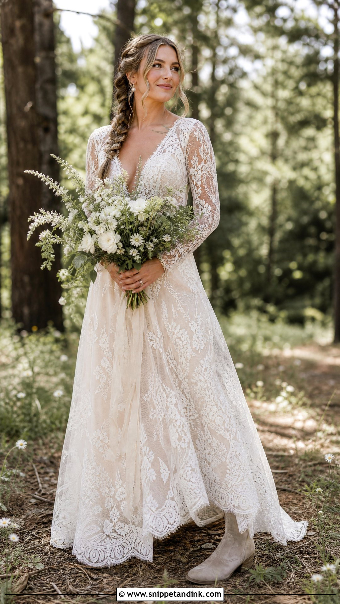 Boho Lace Woodland Wedding Dress - Snippet and Ink - 25 Woodland Wedding Dress Ideas