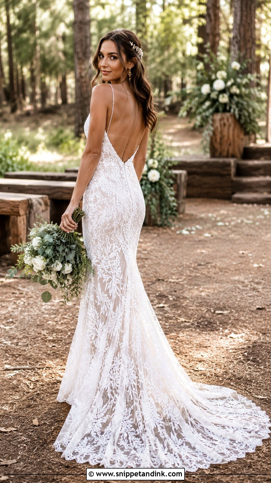 Boho Leaf Lace Mermaid Wedding Dress - Snippet and Ink - 20 Mermaid Wedding Dress with Straps Ideas