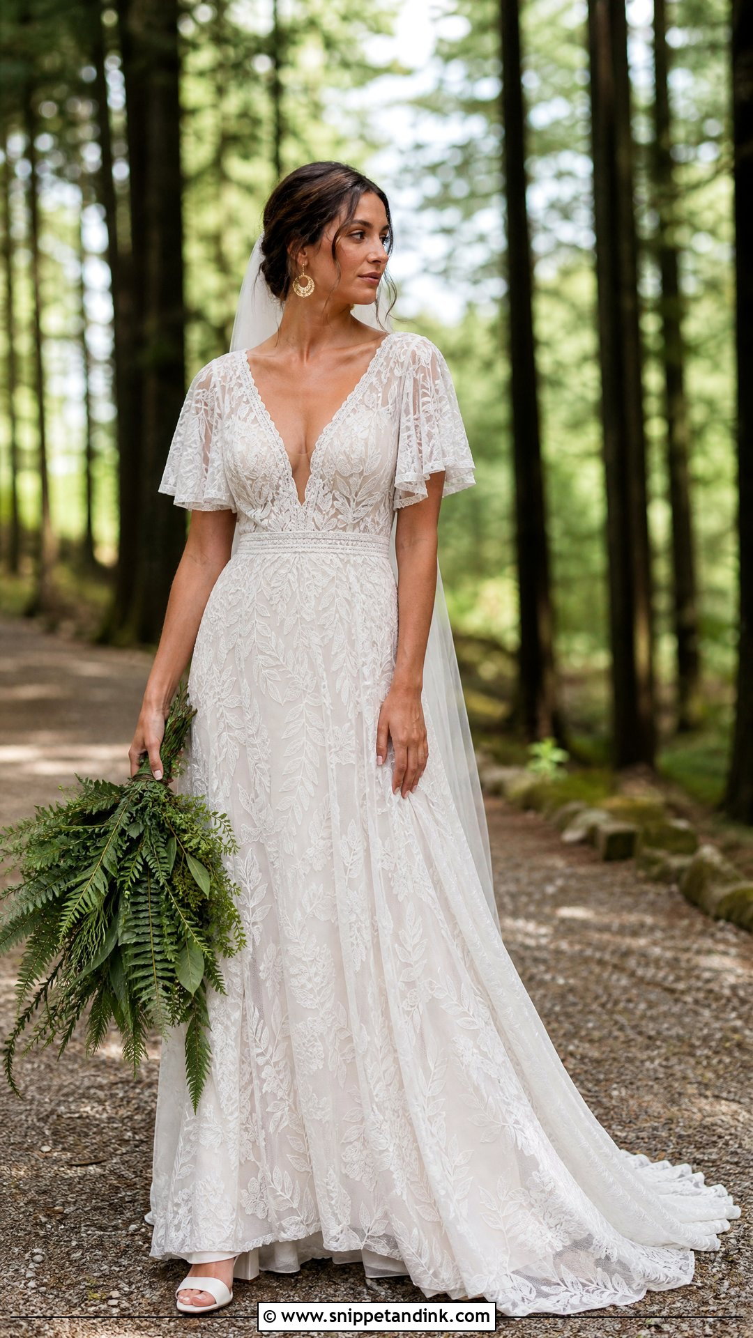 Boho Leaf Lace Wedding Dress - Snippet and Ink - 20 Wedding Dress Leaves Ideas