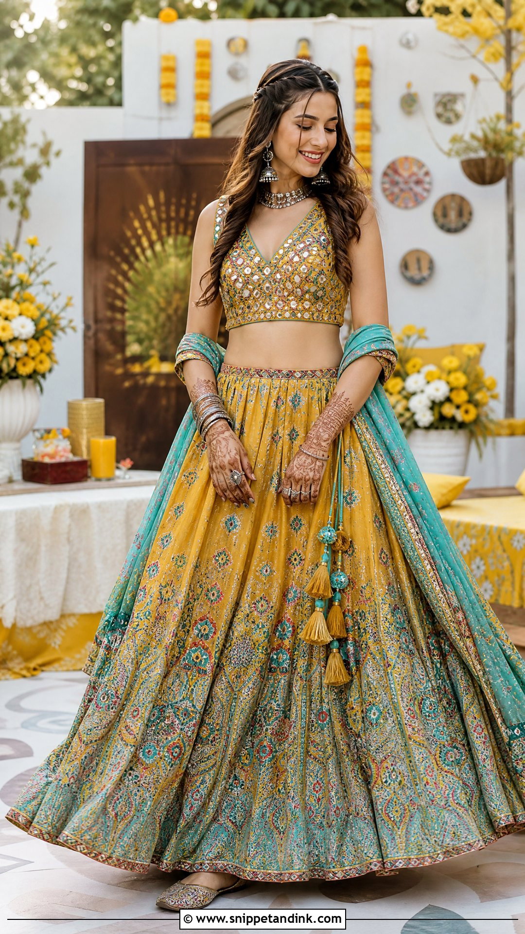 Boho Lehenga For Mehendi Function - Snippet and Ink - 25 Mehendi Function Outfit Ideas