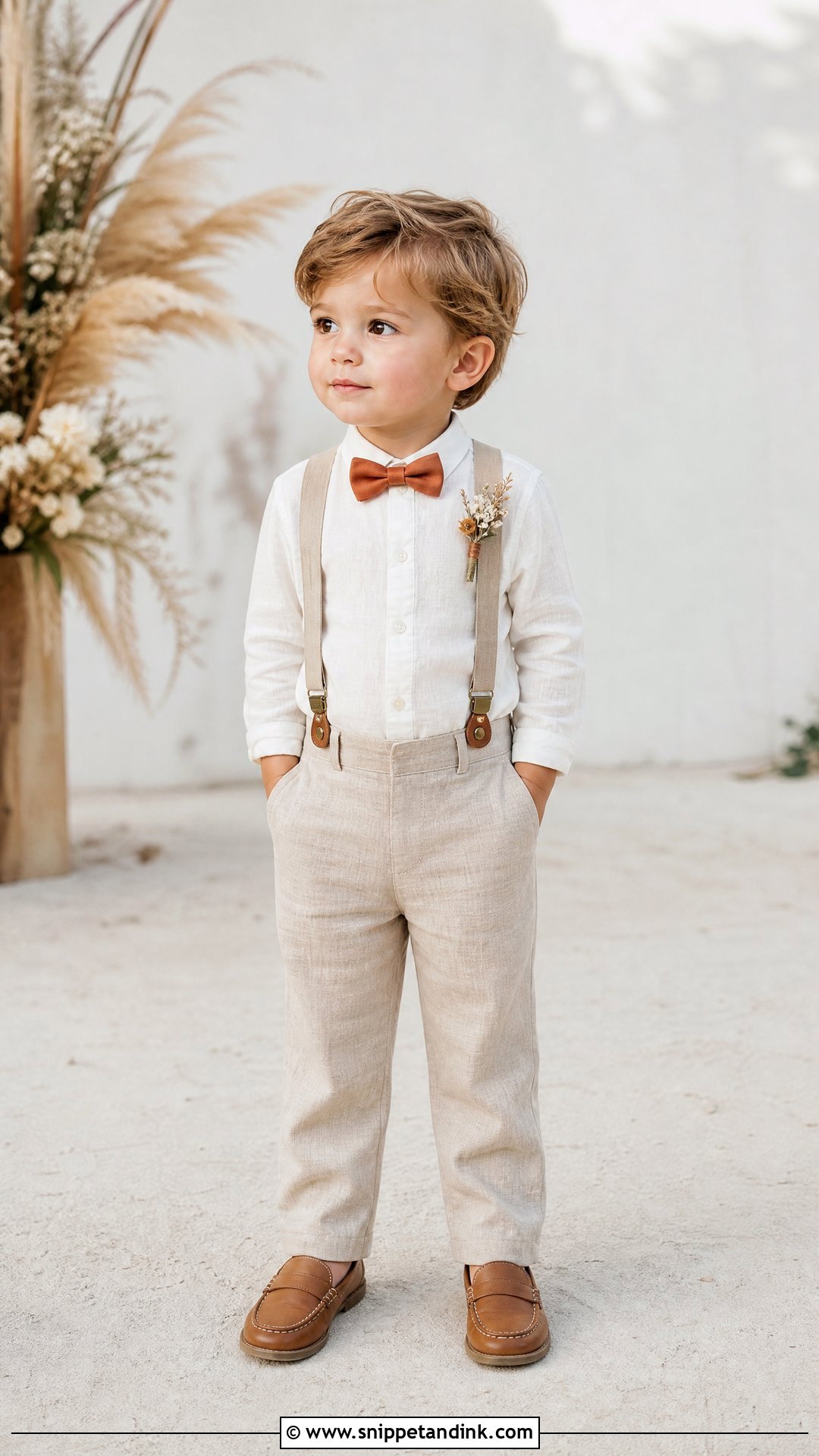 Boho Linen Suspenders Ring Bearer Outfit - Snippet and Ink - 20 Ringbearers Outfits