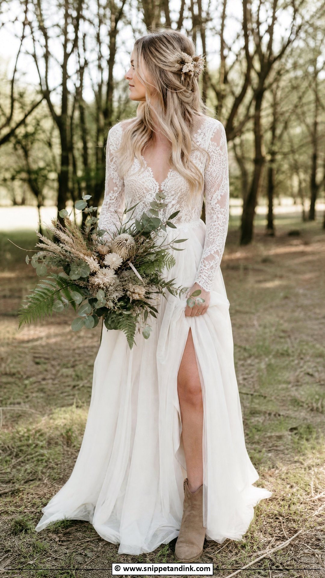 Boho Long Sleeve Forest Wedding Dress - Snippet and Ink - 35 Forest Wedding Dress Ideas