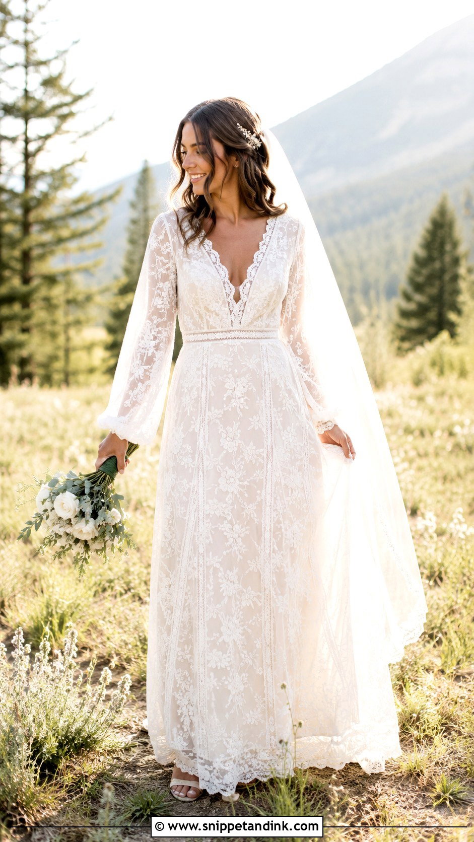 Boho Long Sleeve Lace Wedding Dress - Snippet and Ink - 20 Long Sleeve Lace Wedding Dresses