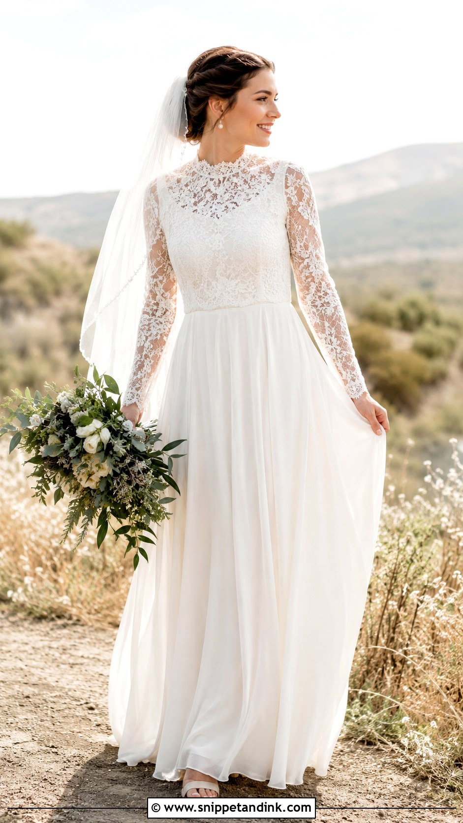 Boho Long Sleeve Lace Wedding Dress - Snippet and Ink - 20 Modest Long Sleeve Wedding Dresses