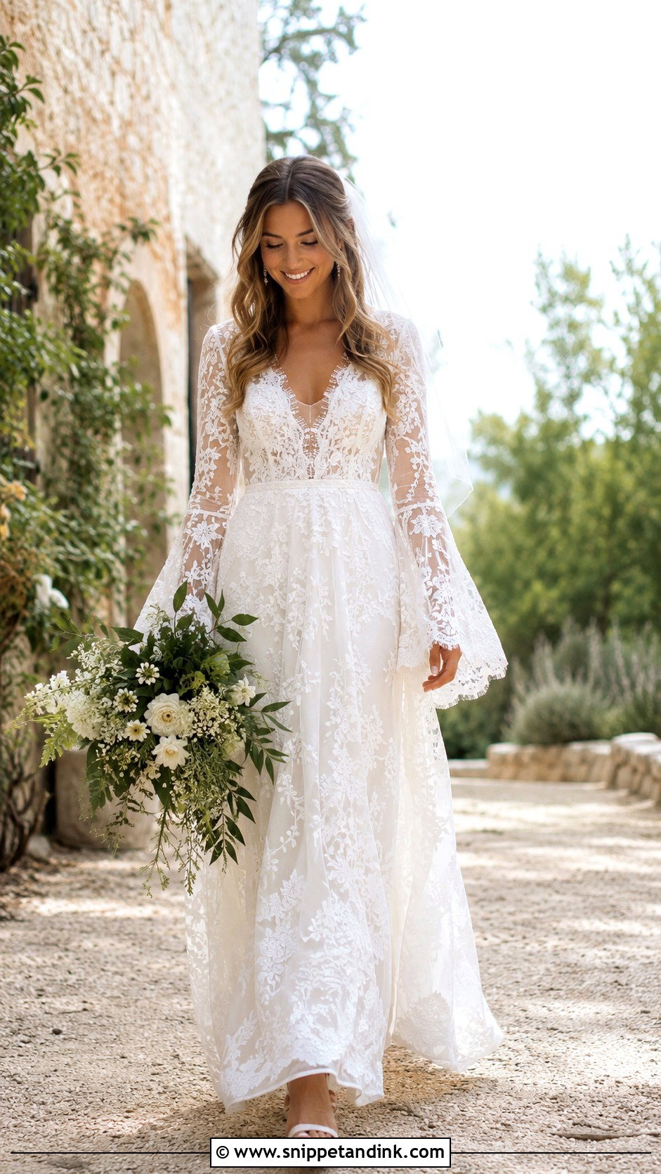 Boho Long Sleeve Lace Wedding Dress - Snippet and Ink - 20 Dantel Wedding Dress Long Sleeve Ideas