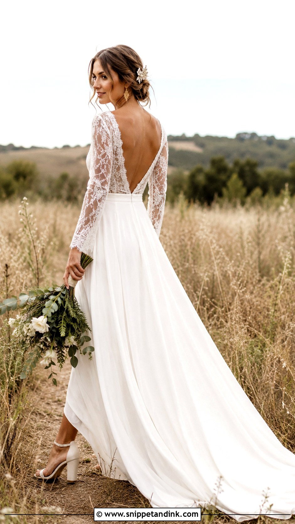 Boho Long Sleeve Low Back Wedding Dress - Snippet and Ink - 20 Long Sleeve Low Back Wedding Dress Ideas