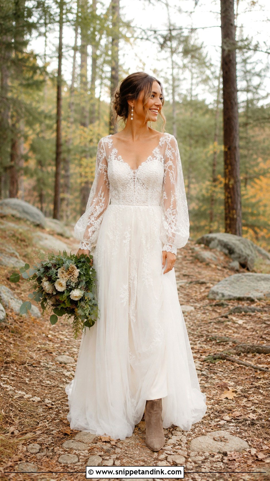 Boho Long Sleeve Wedding Dress - Snippet and Ink - 25 Boho Bride Dress Ideas