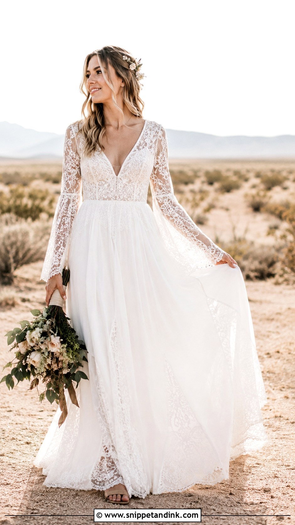 Boho Long Sleeve Wedding Dress - Snippet and Ink - 25 Wedding Dresses with Long Sleeves