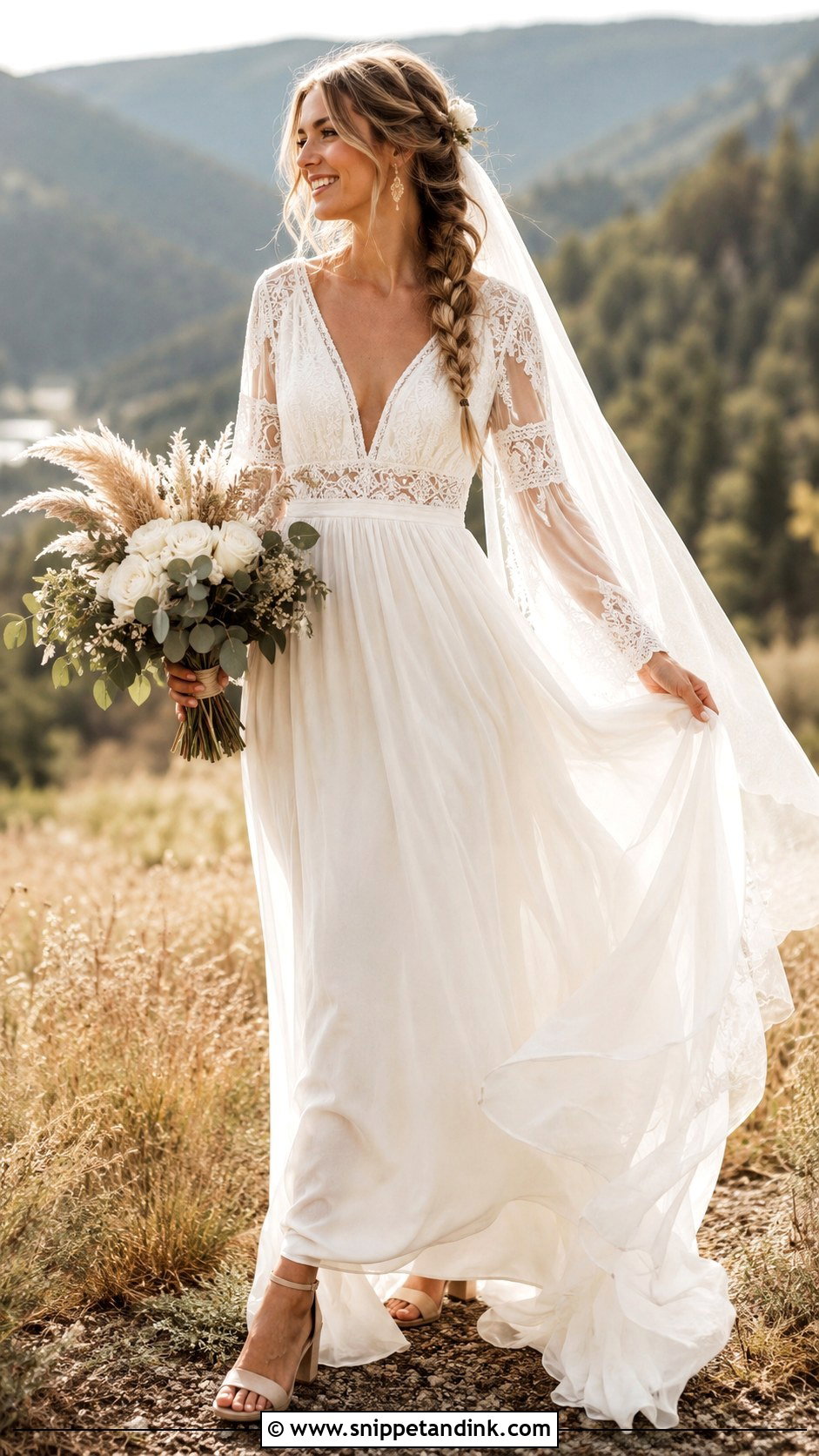 Boho Long Sleeve Wedding Dress - Snippet and Ink - 20 Long Sleeve Wedding Ideas