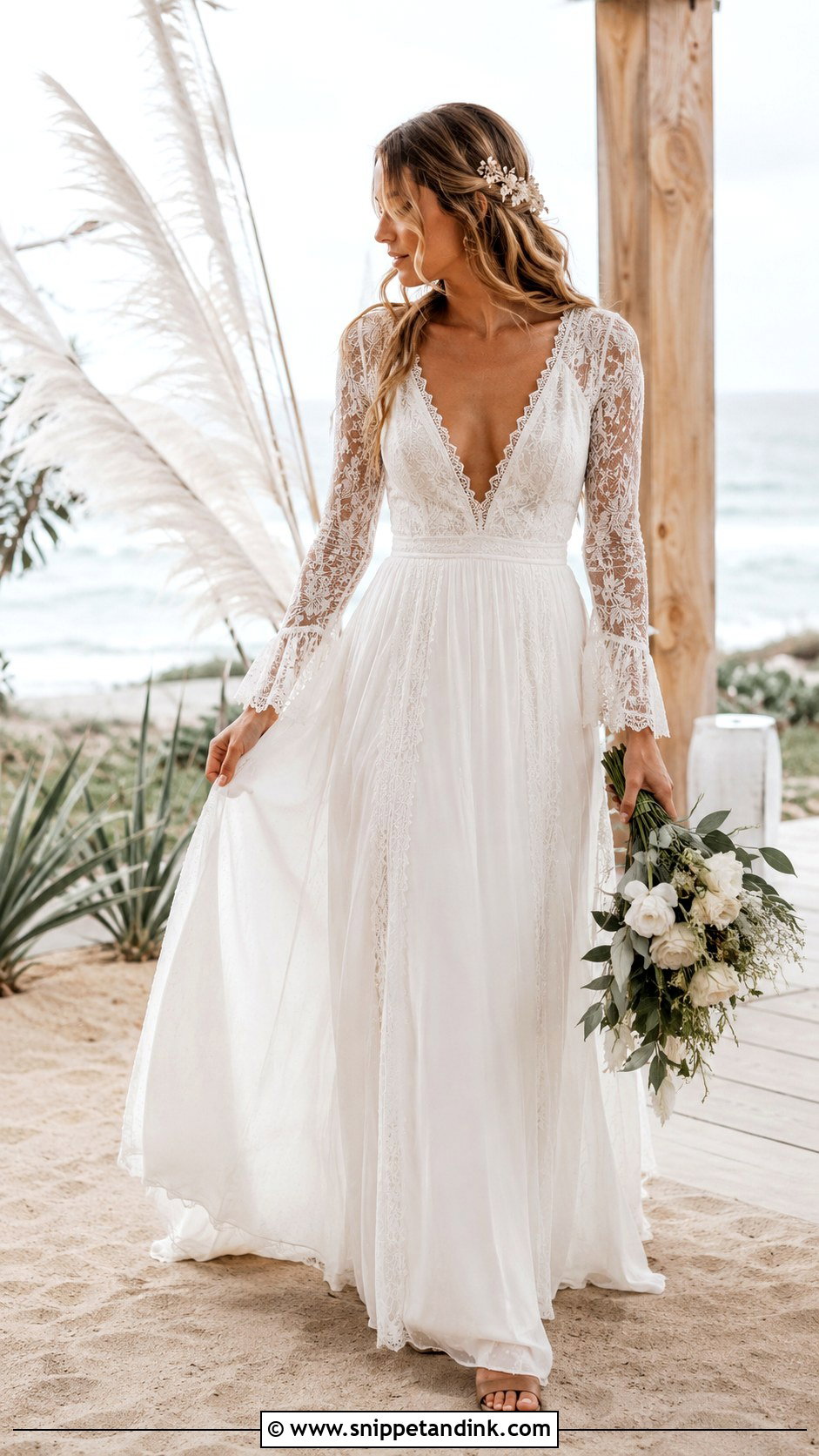 Boho Long Sleeve Wedding Dress - Snippet and Ink - 25 Sleeved Wedding Dress Ideas