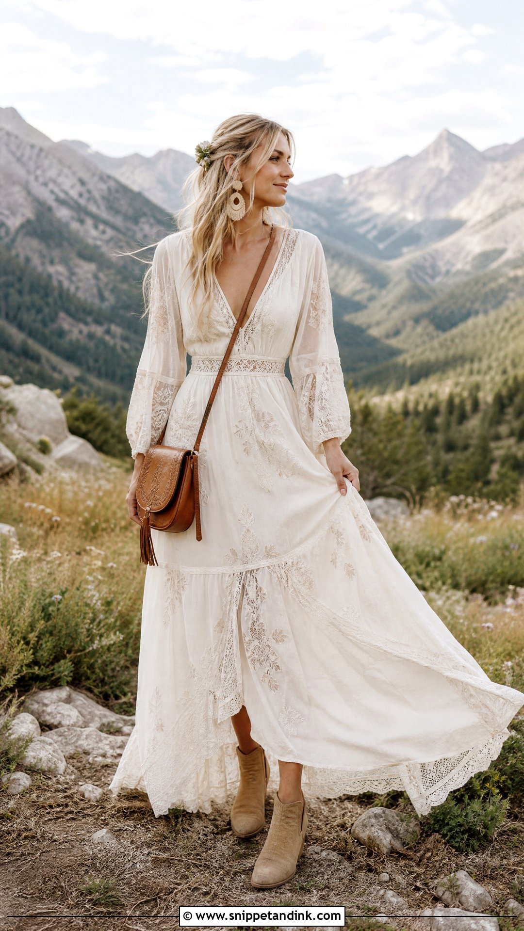 Boho Maxi Dress And Boots Elopement Outfit - Snippet and Ink - 20 Casual Elopement Outfit Ideas