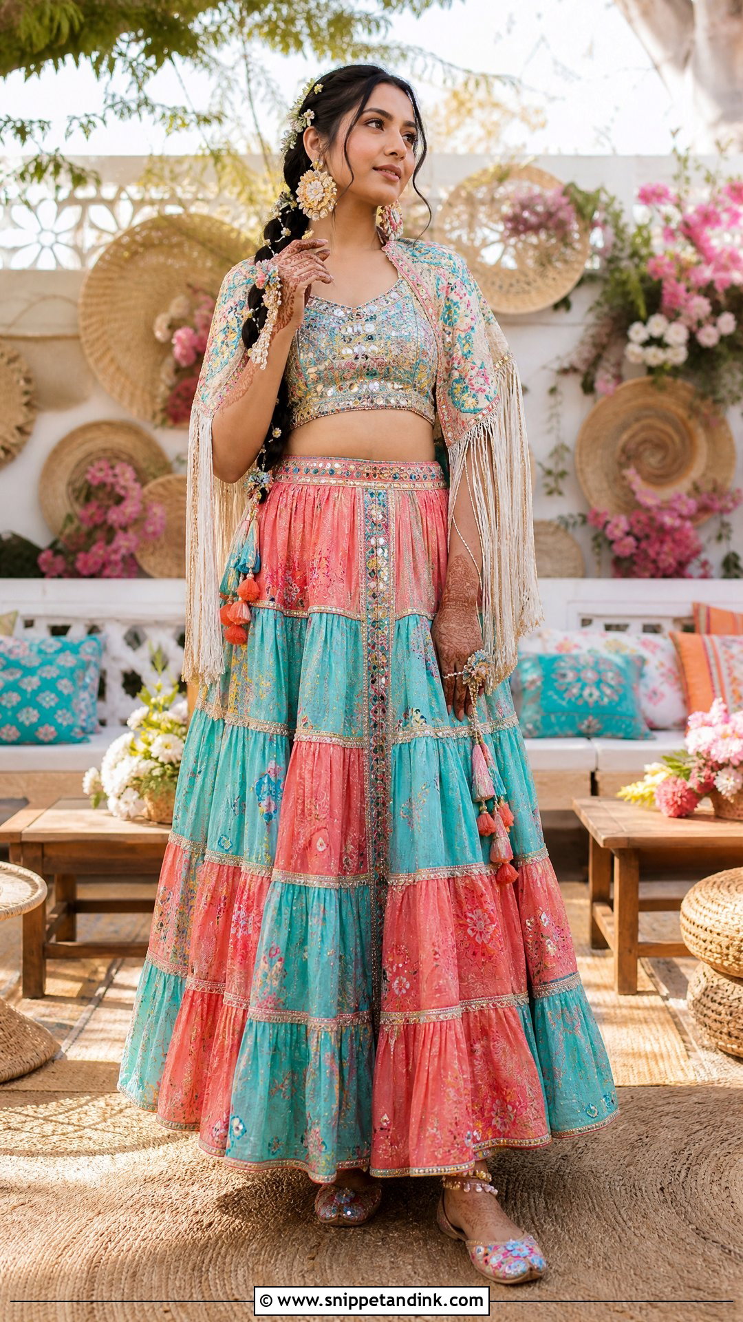 Boho Mehendi Lehenga Outfit - Snippet and Ink - 20 Mehendi Dress Outfits Brides