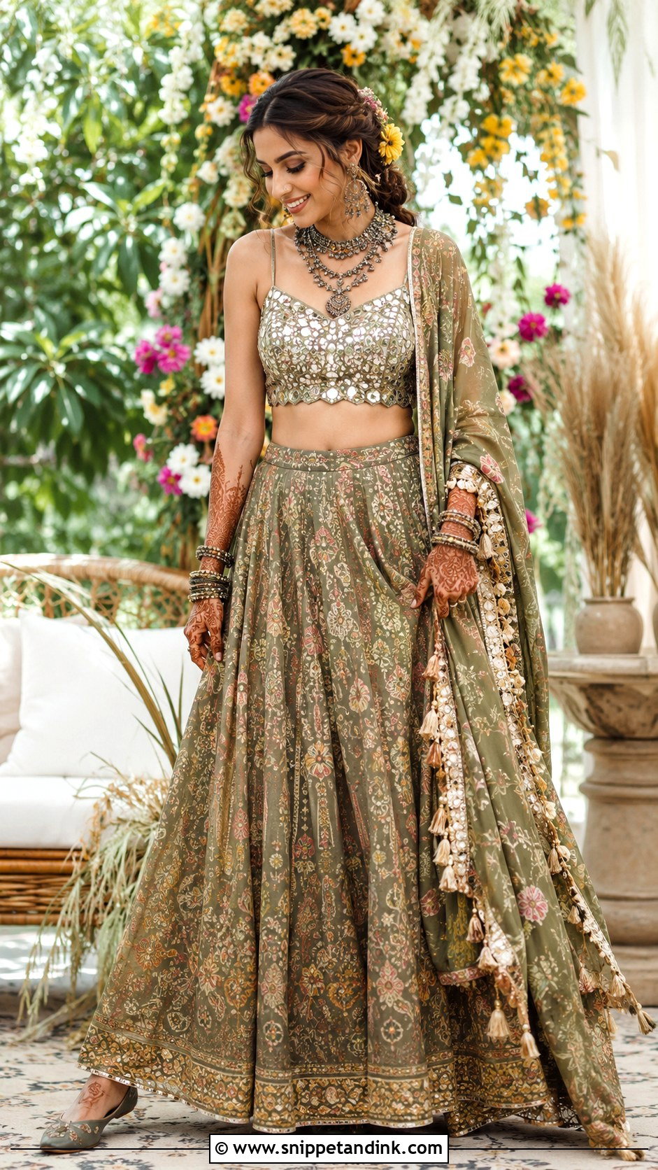 Boho Mehendi Outfit For Bride - Snippet and Ink - 30 Unique Mehendi Outfits for Bride