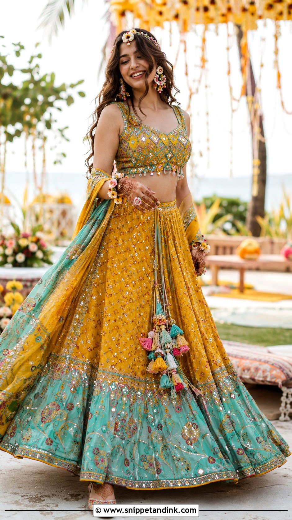 Boho Mehendi Skirt Set - Snippet and Ink - 25 Mehendi Outfit Ideas for Bride